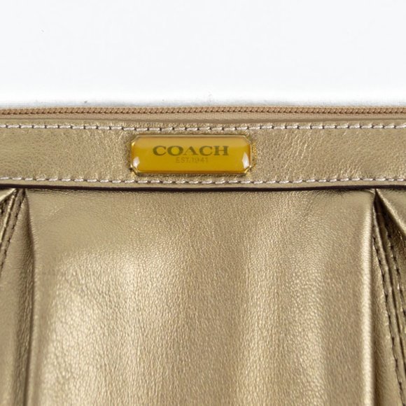 Coach Gold Leather Pleated Wristlet - Picture 8 of 11